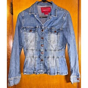 Hotkiss Womens Peplum Denim Jean Jacket Jacket Cyber Y2K Coquette Small